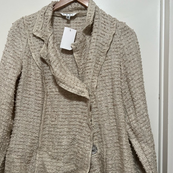 Cabi Style 985 Oatmeal Chenille Tweed Snap Front Double Breasted Jacket XS NWT - Picture 5 of 10